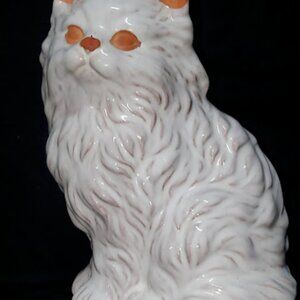 Persian Himalayan Kitten Cat Figurine Terracotta Pottery White